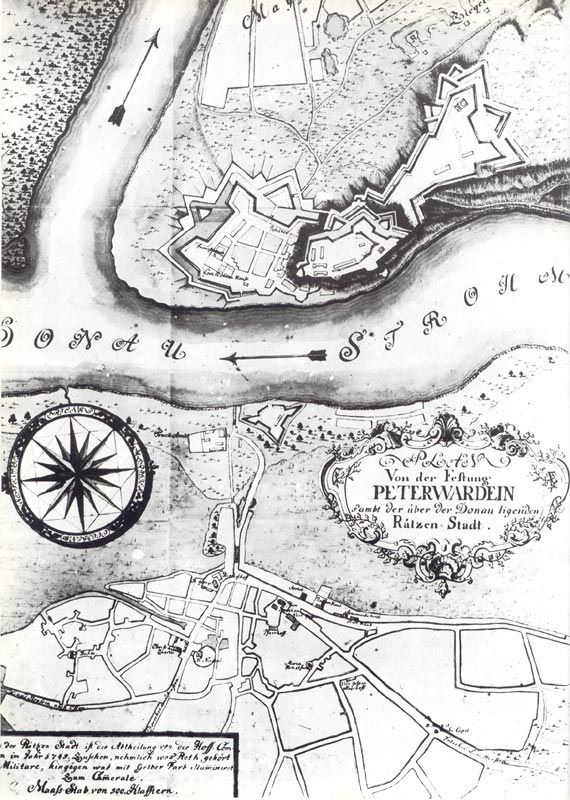 Map of Novi Sad and Petrovaradin, 1745