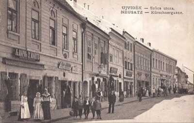 Furrier Street, women in folk dress, Pašićeva Street, Novi Sad, 1896-1918