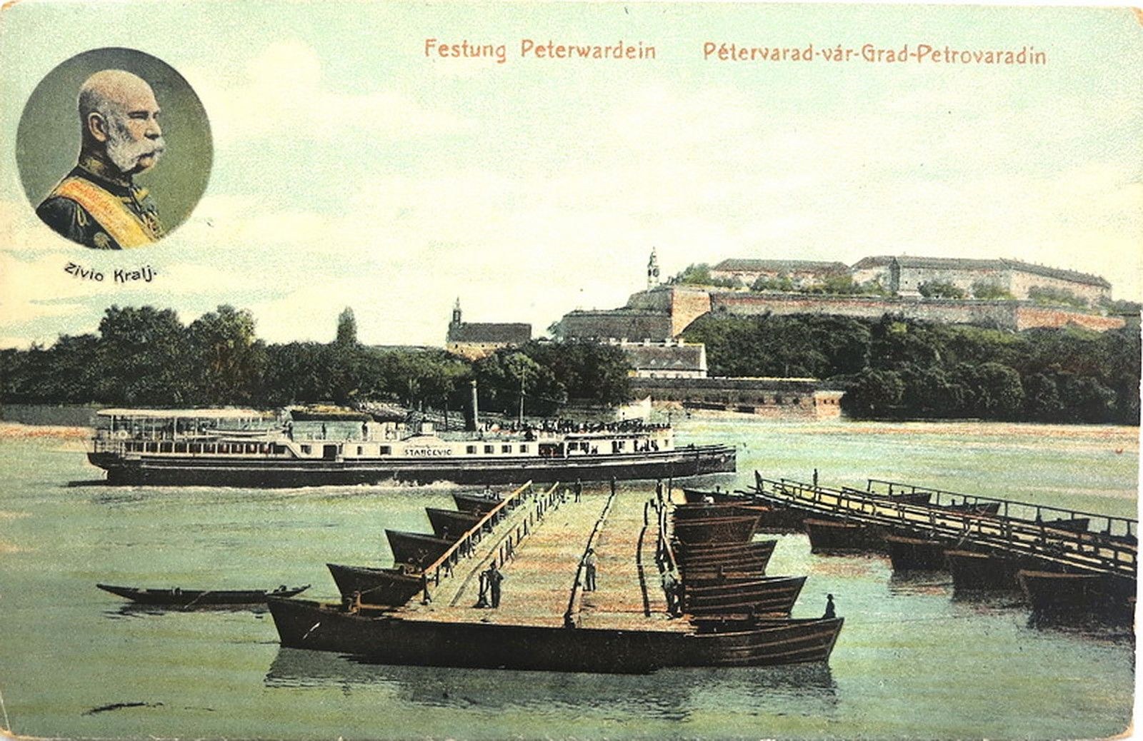 Steamship Starcevic, Pontoon Bridge, Novi Sad, 1910