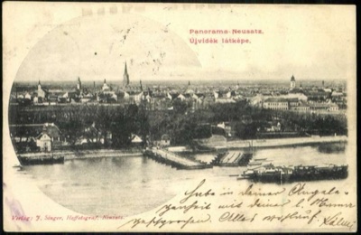 Novi Sad across the Danube, with the pontoon bridge, by November 1900