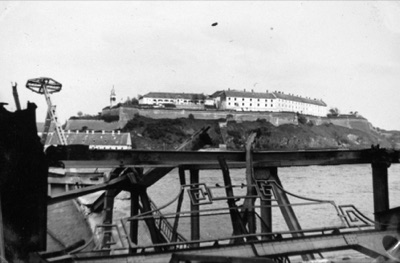 Petrovaradin Fortress Framed by the Wrecked Bridge, 1942