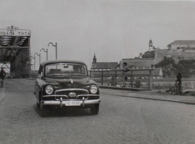 Crossing the Marshal Tito bridge, Most Maršala Tita, Novi Sad, 1946–1960