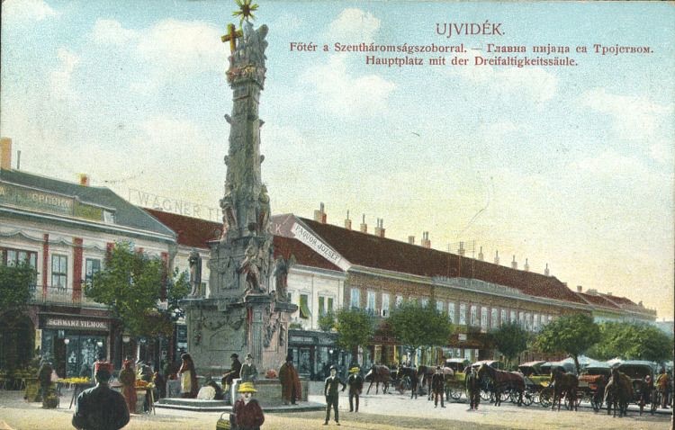 The main square and the Holy Trinity monument, Liberty Square, Novi Sad, 1908