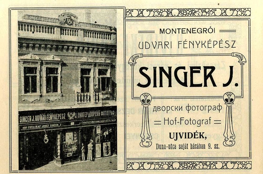 Josef Singer advertisement, Novi Sad, 1900s