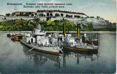 The Danube flotilla below Petrovaradin, Petrovaradin Fortress, 1930s