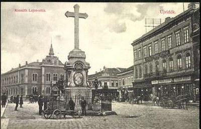 The tall cross in the roadway, Zmaj Jovina, Novi Sad, 1900s