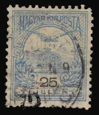 Twenty-five-fillér Turul stamp of Hungary, 1900, Novi Sad