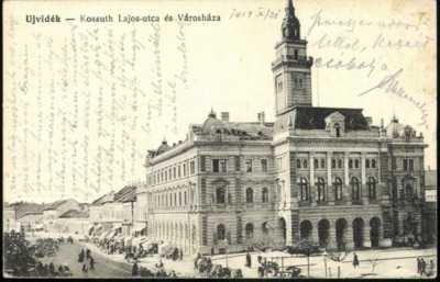 Kossuth Lajos Street and the Town Hall, Kralja Aleksandra Street, Novi Sad, by October 1914