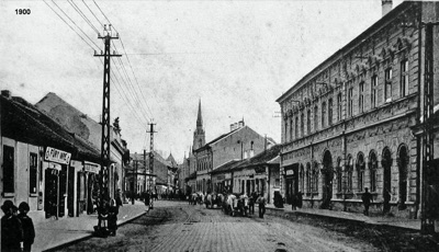 The long street toward the church spire, Name of Mary Church, Novi Sad, 1893-1911
