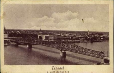 The former Danube bridge, seen across the panorama, Prince Tomislav Bridge, Novi Sad, 1941–1945