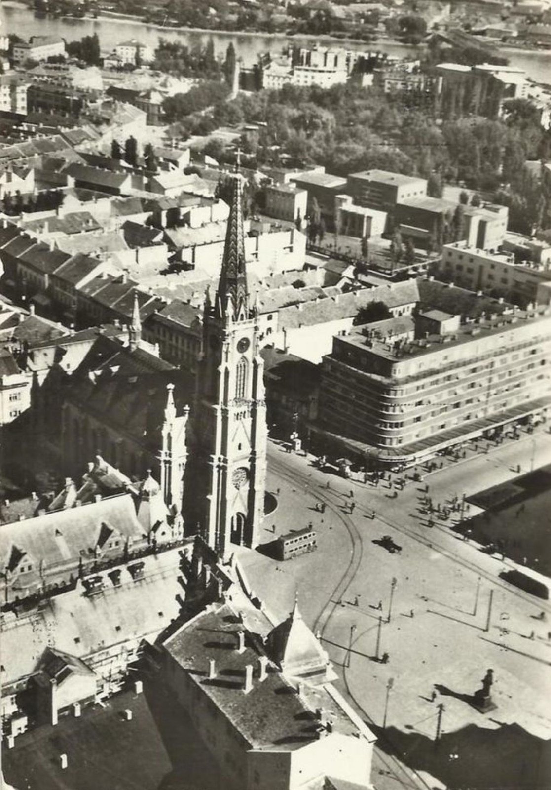 Air photo of the city, Liberty Square, Novi Sad, 1956