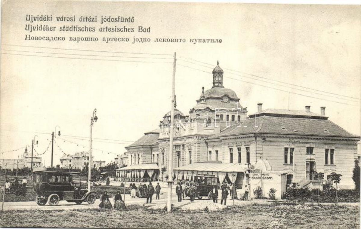 A motor car outside the baths, Iodine Spa, Novi Sad, 1910