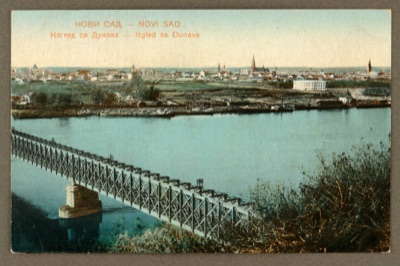 Novi Sad Across the Danube, the Railway Bridge Still Intact, Franz Josef Bridge, 1919–1941