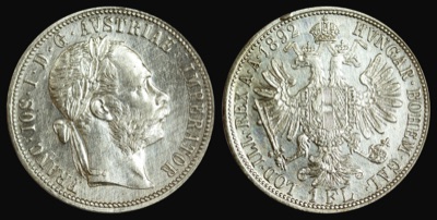 Silver florin of Franz Joseph, 1892, Novi Sad
