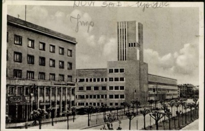 Modernist Tower Beside a Plain Apartment Block, 1941, Banovina Palace, Novi Sad