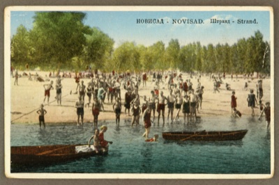 Bathers crowding the Danube beach at Strand, Štrand City Beach, Novi Sad, 1929