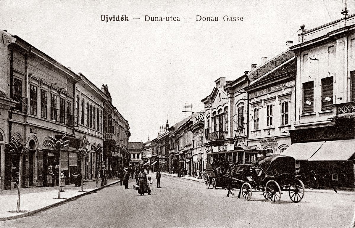 A hooded carriage in the street, Dunavska, Novi Sad, 1910s
