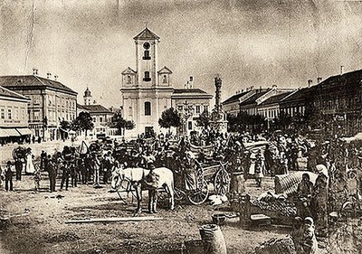 Market on the central square, Liberty Square, Novi Sad, 1888